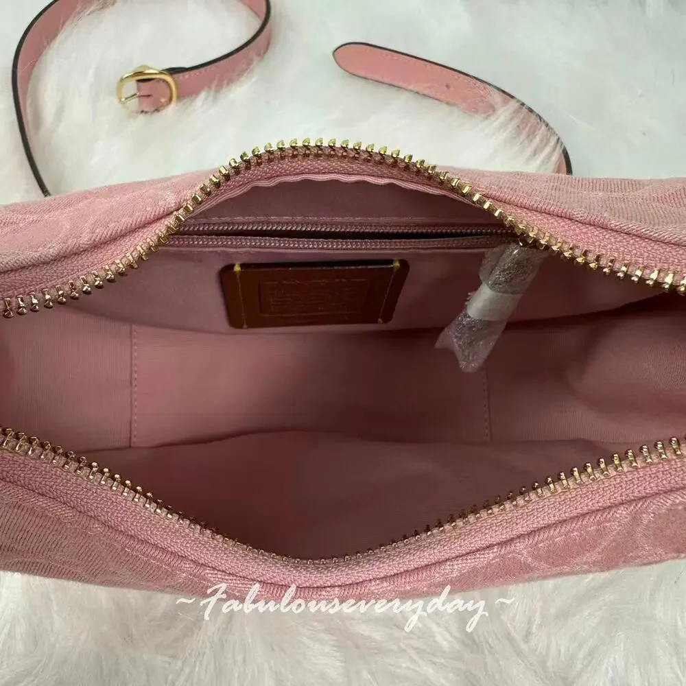 Coach Emily Shoulder Bag Crossbody In Signature Denim/Gold/Light Pink CEN04 NWT